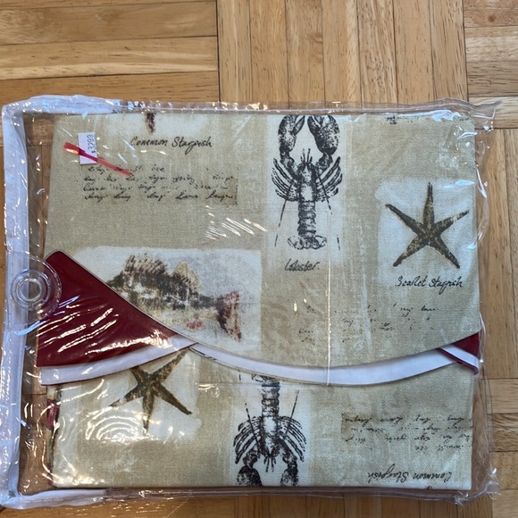 Other - New scalloped valance curtain coastal theme lighthouse shell lobster